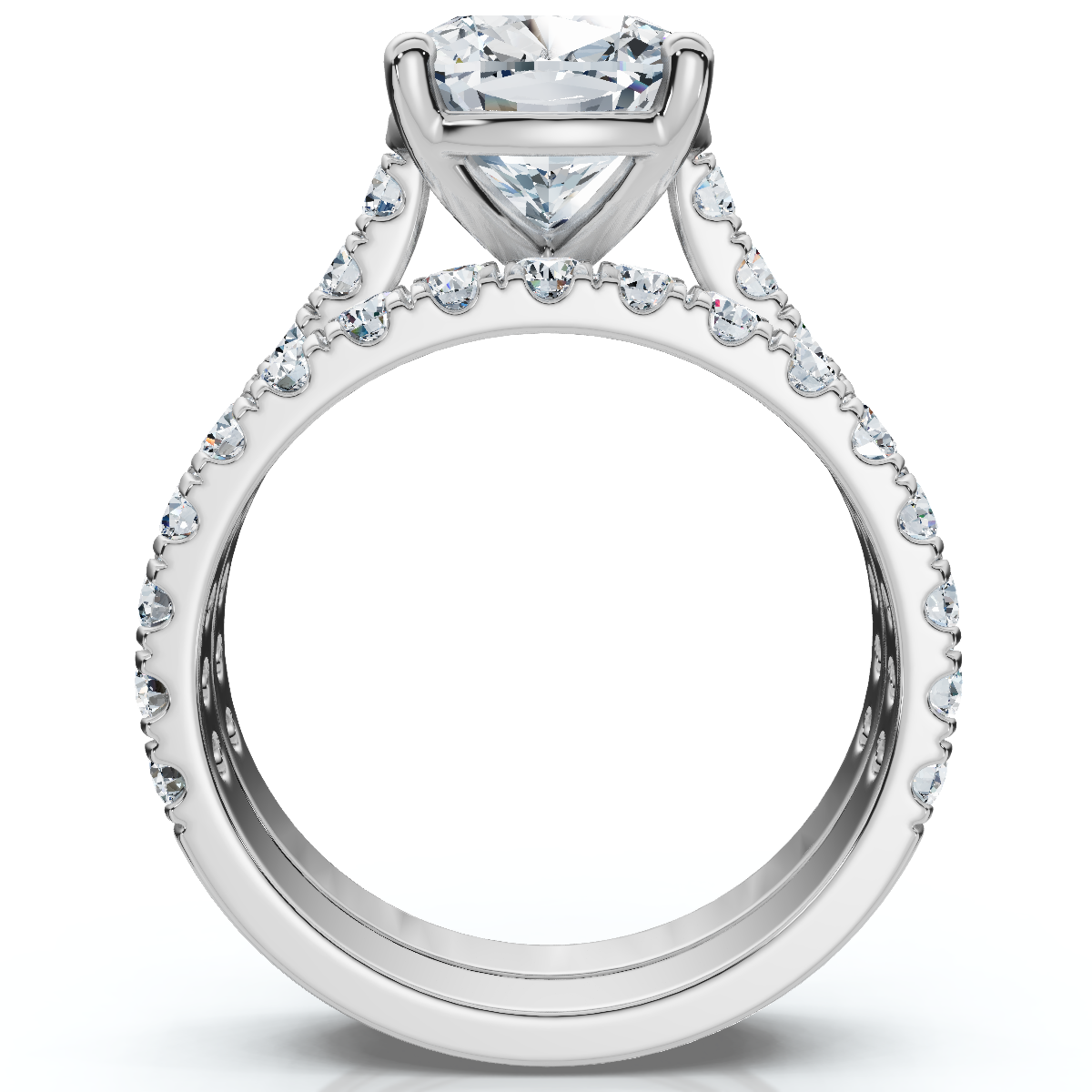 Certified 4Ct Cushion Diamond Engagement Wedding Ring Set 14k Gold/PT Lab Grown (F-G, VS)