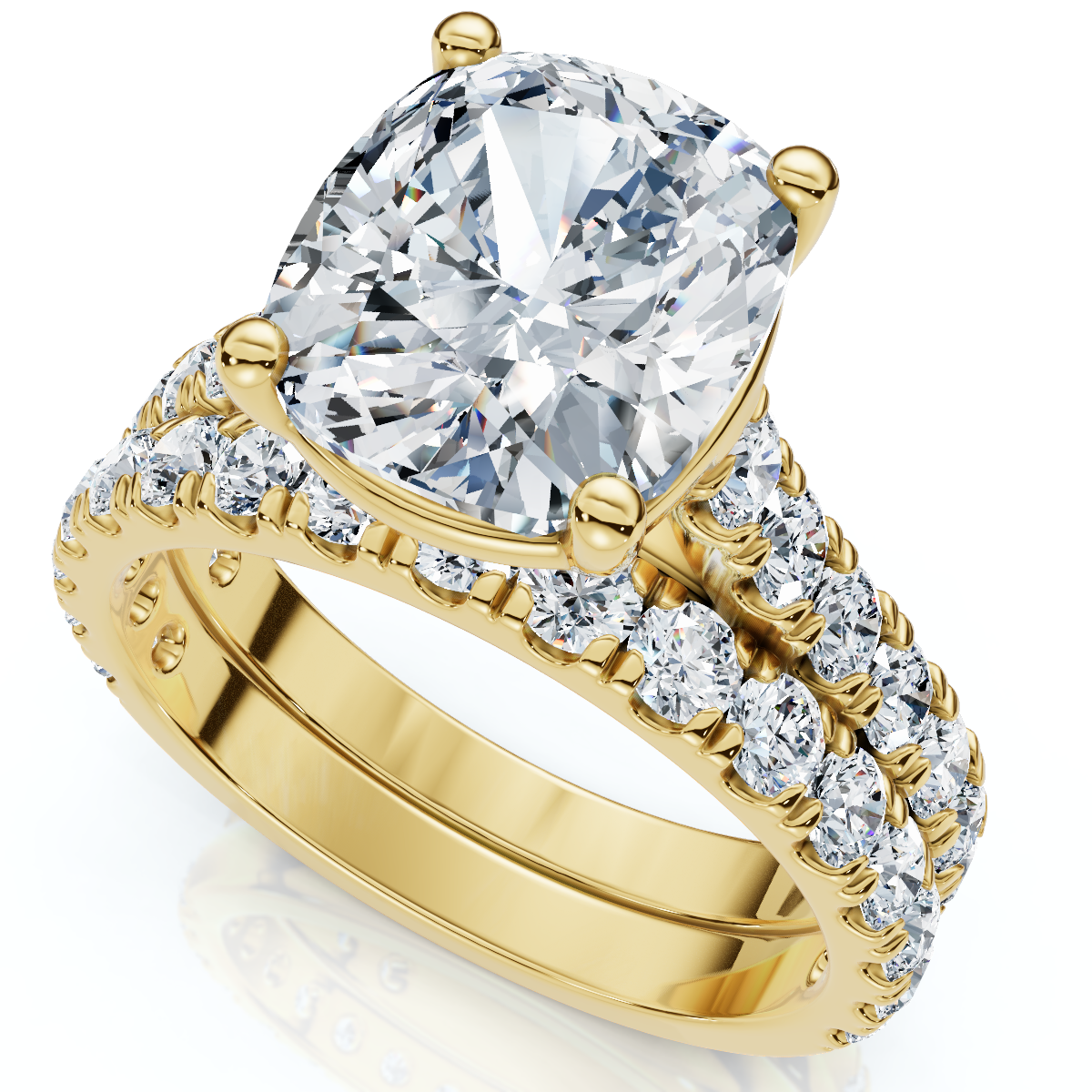 Certified 4Ct Cushion Diamond Engagement Wedding Ring Set 14k Gold/PT Lab Grown (F-G, VS)