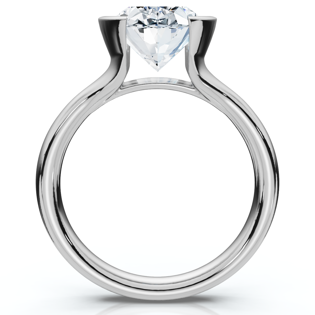 Certified Terresa 3Ct Oval Diamond Engagement Half Bezel Ring Lab Grown (F-G, VS)