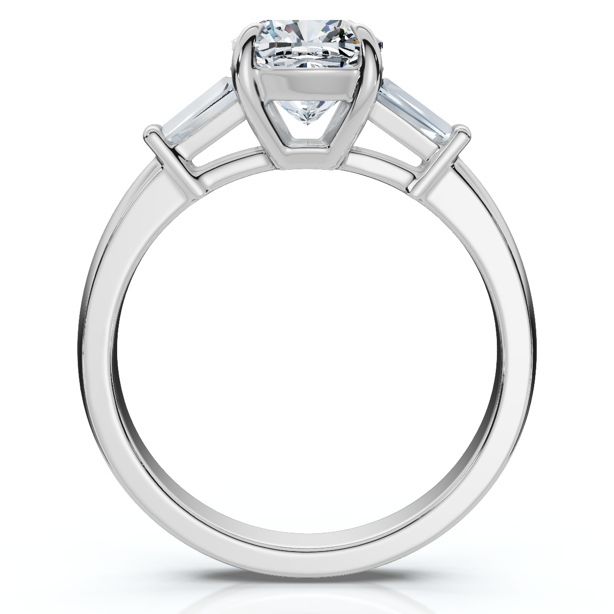 1 1/4ct Cushion & Baguette Diamond Engagement Ring 14k Gold/Platinum Lab Grown (E-F, VS)