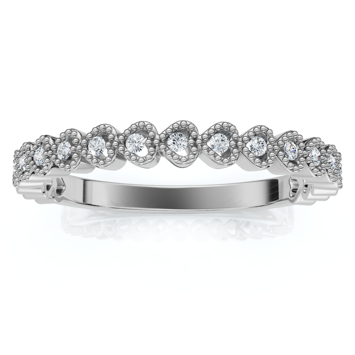 Stackable Women's Wedding Diamond Anniversary Heart Band 14k Gold Lab Grown (E-F, VS)