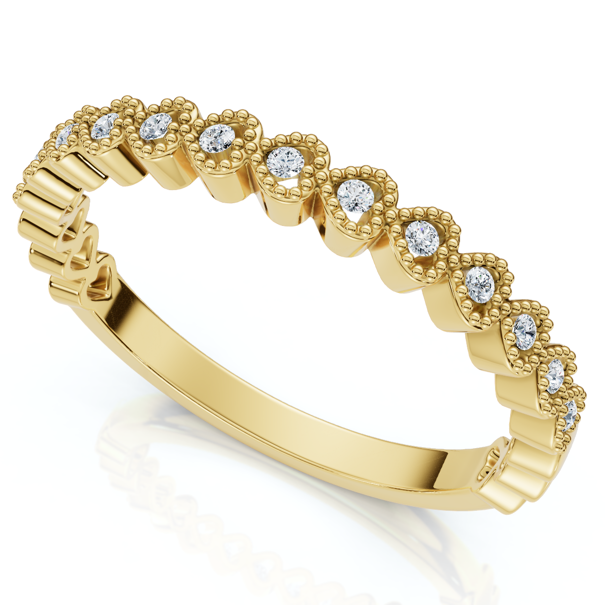 Stackable Women's Wedding Diamond Anniversary Heart Band 14k Gold Lab Grown (E-F, VS)
