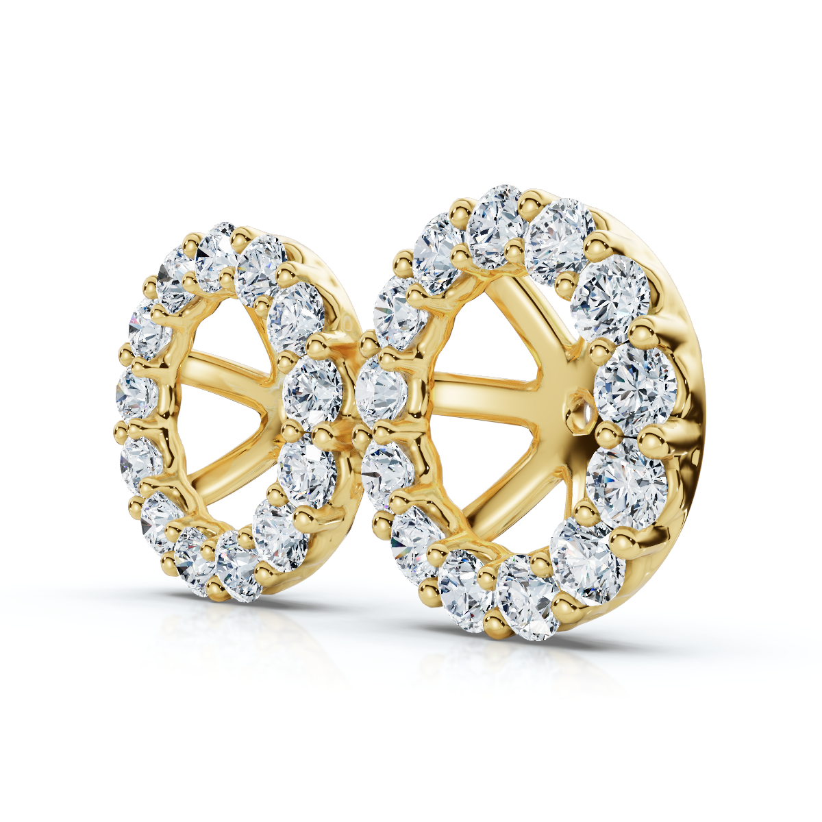 7/8Ct Diamond Earring Jacket 14k Gold Fits 6-6.5mm round stone Lab Grown (E-F, VS)