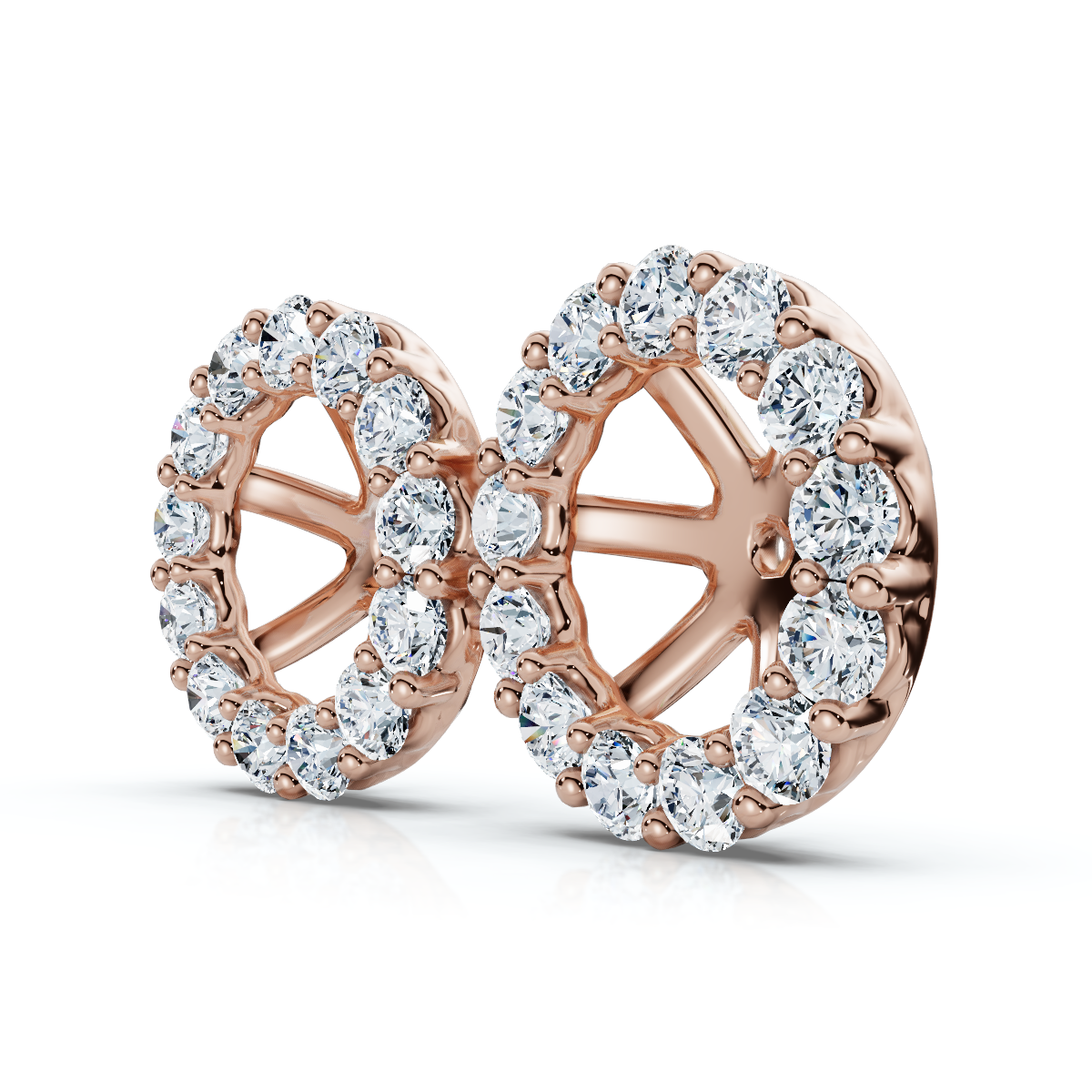 7/8Ct Diamond Earring Jacket 14k Gold Fits 6-6.5mm round stone Lab Grown (E-F, VS)