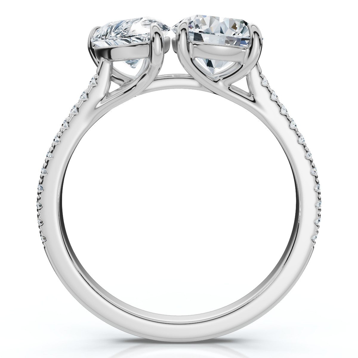 2 1/10Ct Toi Et Moi Pear and Round Diamond Ring 14k Gold or Platinum Lab Grown (E-F, VS)