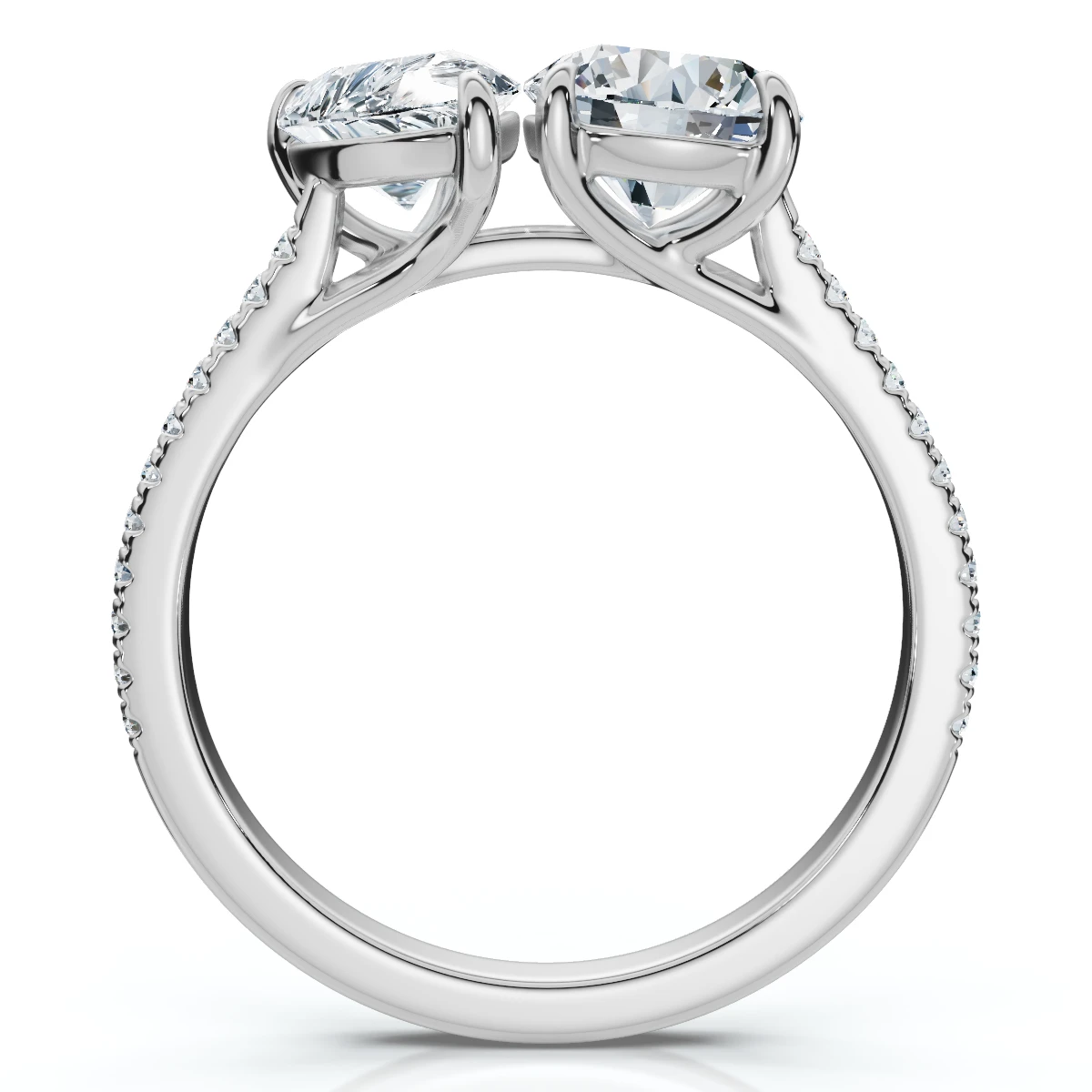 2 1/10Ct Toi Et Moi Pear and Round Diamond Ring 14k Gold or Platinum Lab Grown (E-F, VS)