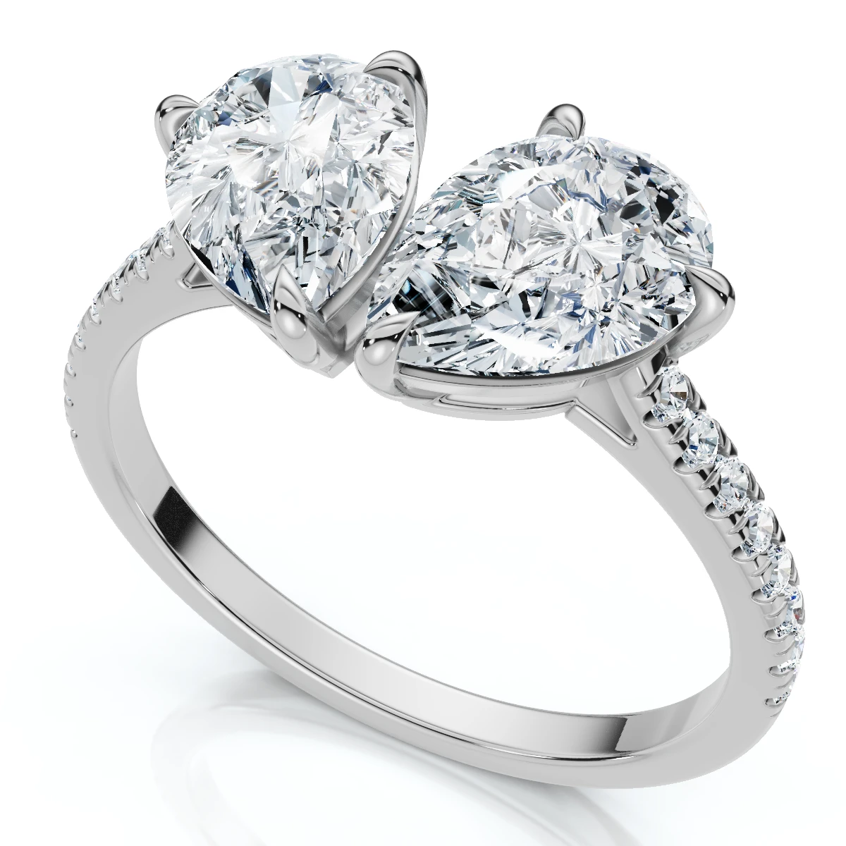 2 1/3Ct Toi et Moi Double Pear Diamond Ring 14k Gold or Platinum Lab Grown (E-F, VS)