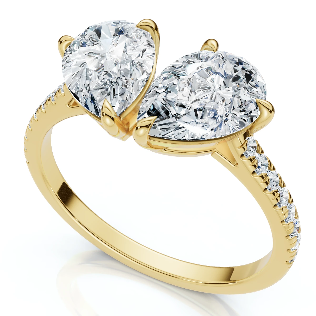 2 1/3Ct Toi et Moi Double Pear Diamond Ring 14k Gold or Platinum Lab Grown (E-F, VS)