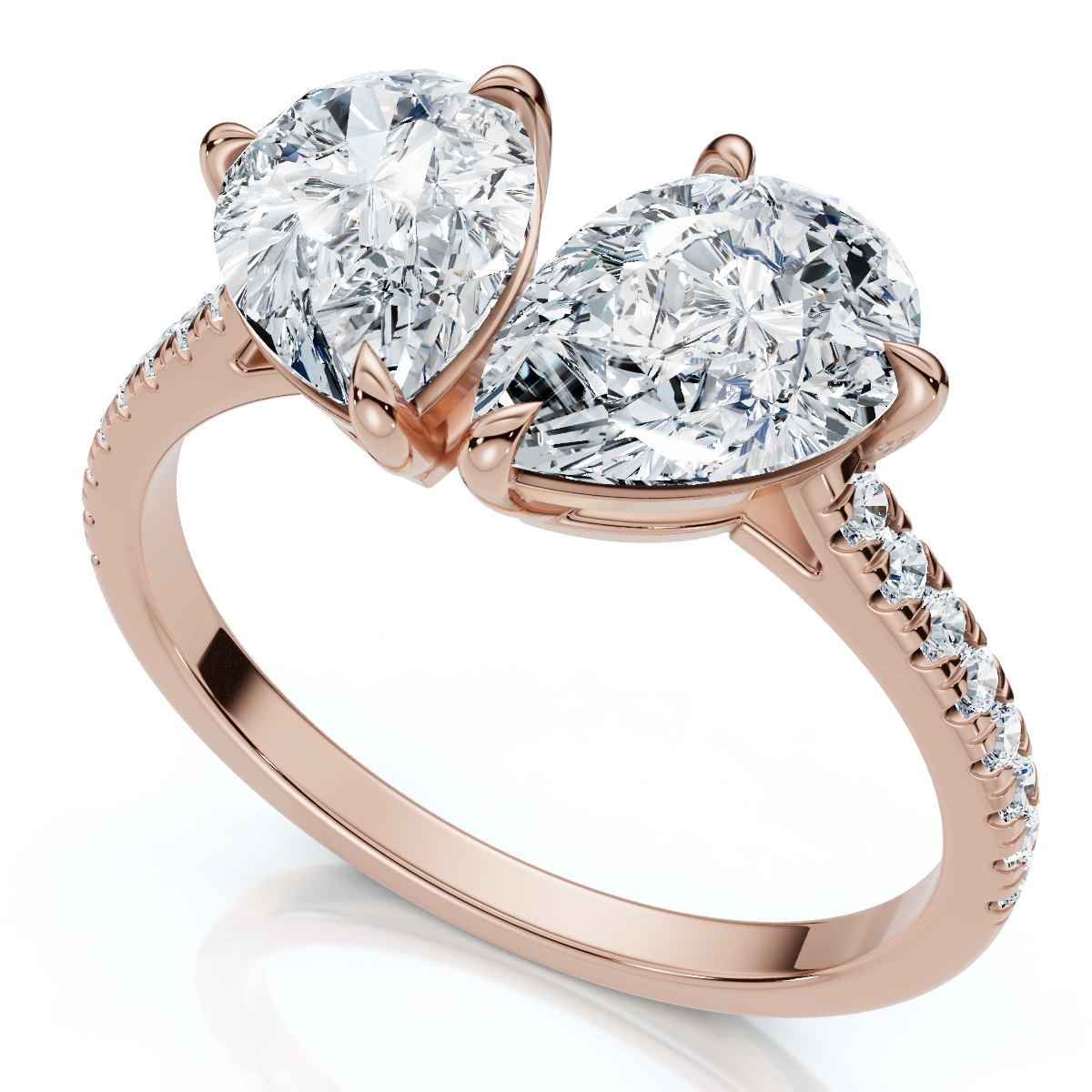 2 1/3Ct Toi et Moi Double Pear Diamond Ring 14k Gold or Platinum Lab Grown (E-F, VS)