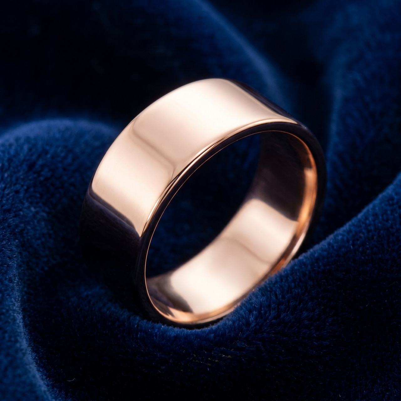 9mm Flat High Polished Wedding Band 14K Rose Gold