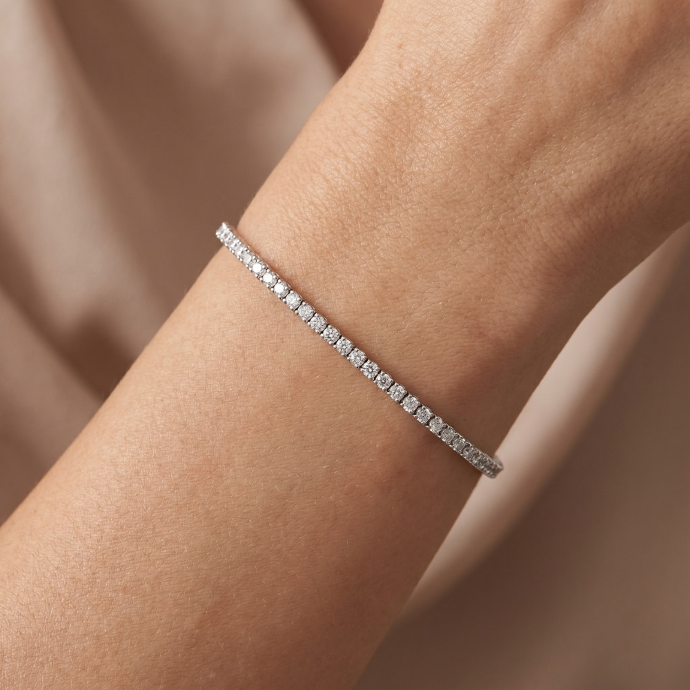 2ct Lab Grown Diamond Tennis Bracelet 14K White Gold 7" (G-H, SI)