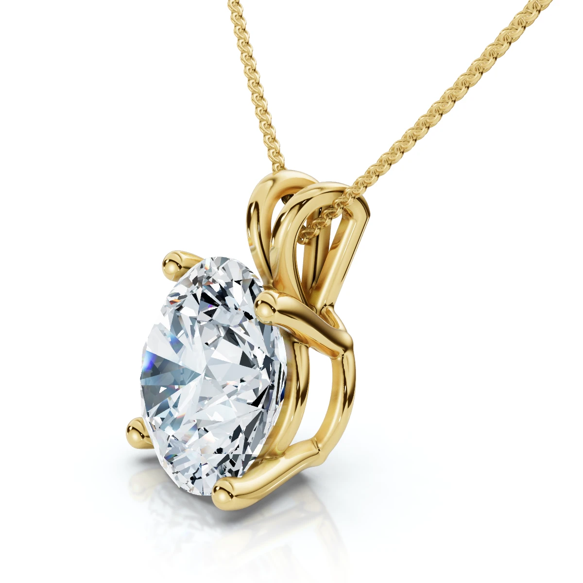 1Ct Solitaire Diamond Pendant 14k Gold Lab Grown 18" Necklace (E-F, VS)
