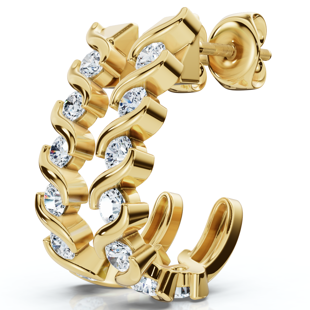 3/8Ct Diamond Curve Earrings 14k Gold Lab Grown Lab Grown (E-F, VS)