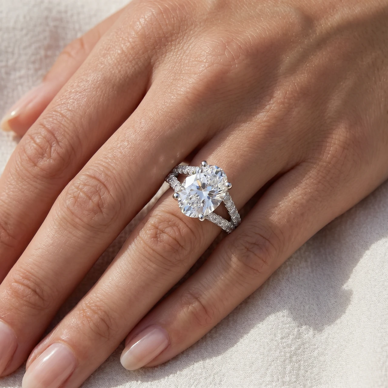 Certified 3 1/2Ct Maribel Oval Diamond Engagement Ring 14k Gold or Pt Lab Grown (F-G, VS)