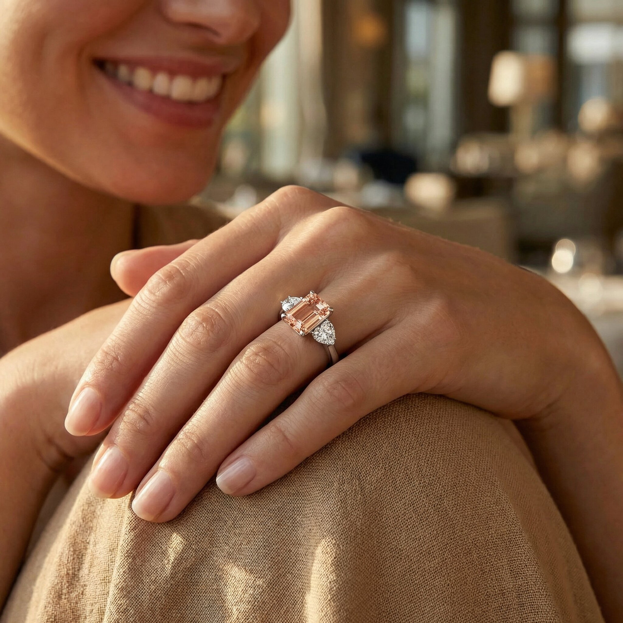 Certified 4.44Ct Fancy Vivid Pink Diamond Engagement Ring Gold Lab Grown (Pink, VS)