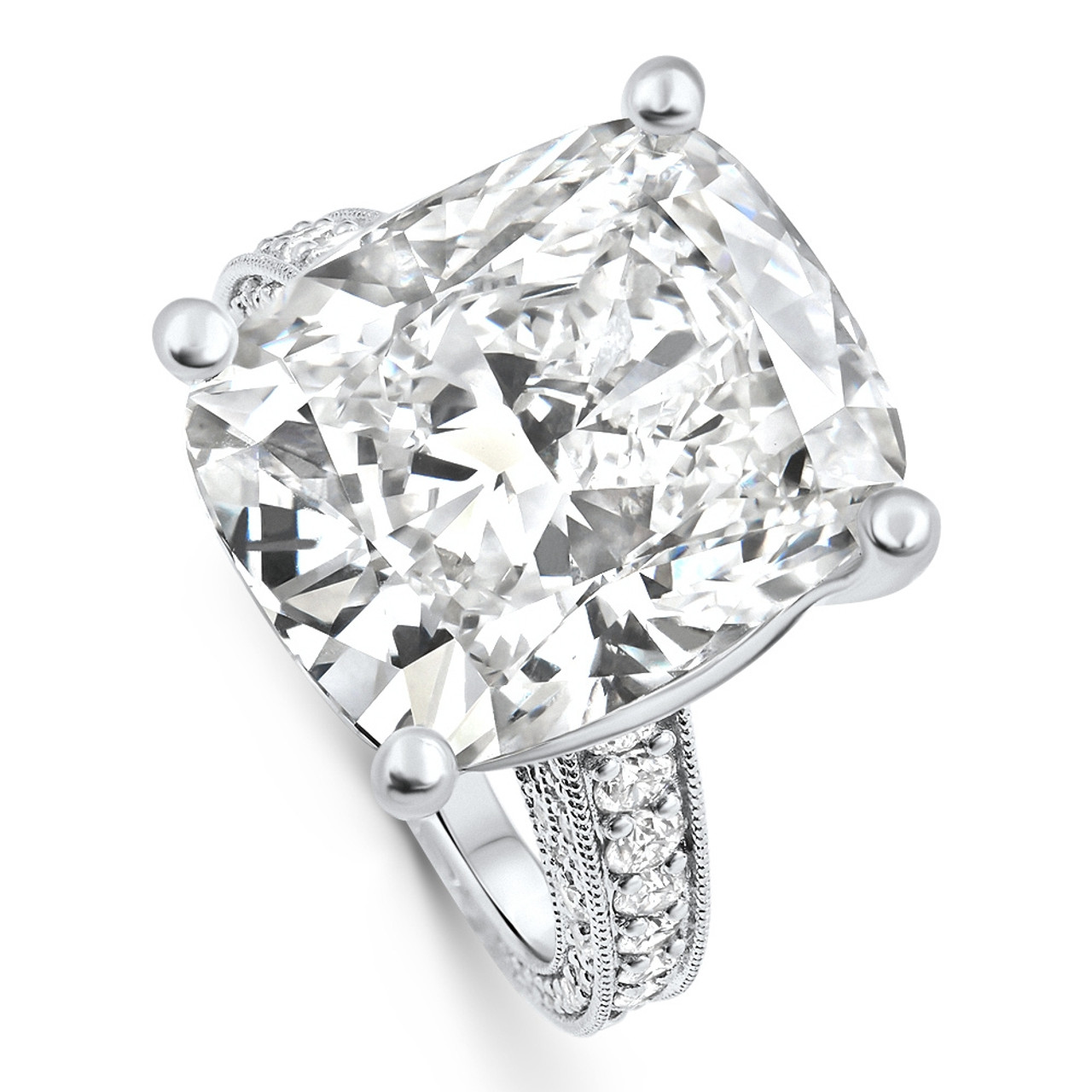 Certified 15Ct Cushion Diamond Engagement Ring 14k White Gold Lab Grown Size 6 (F-G, VS)