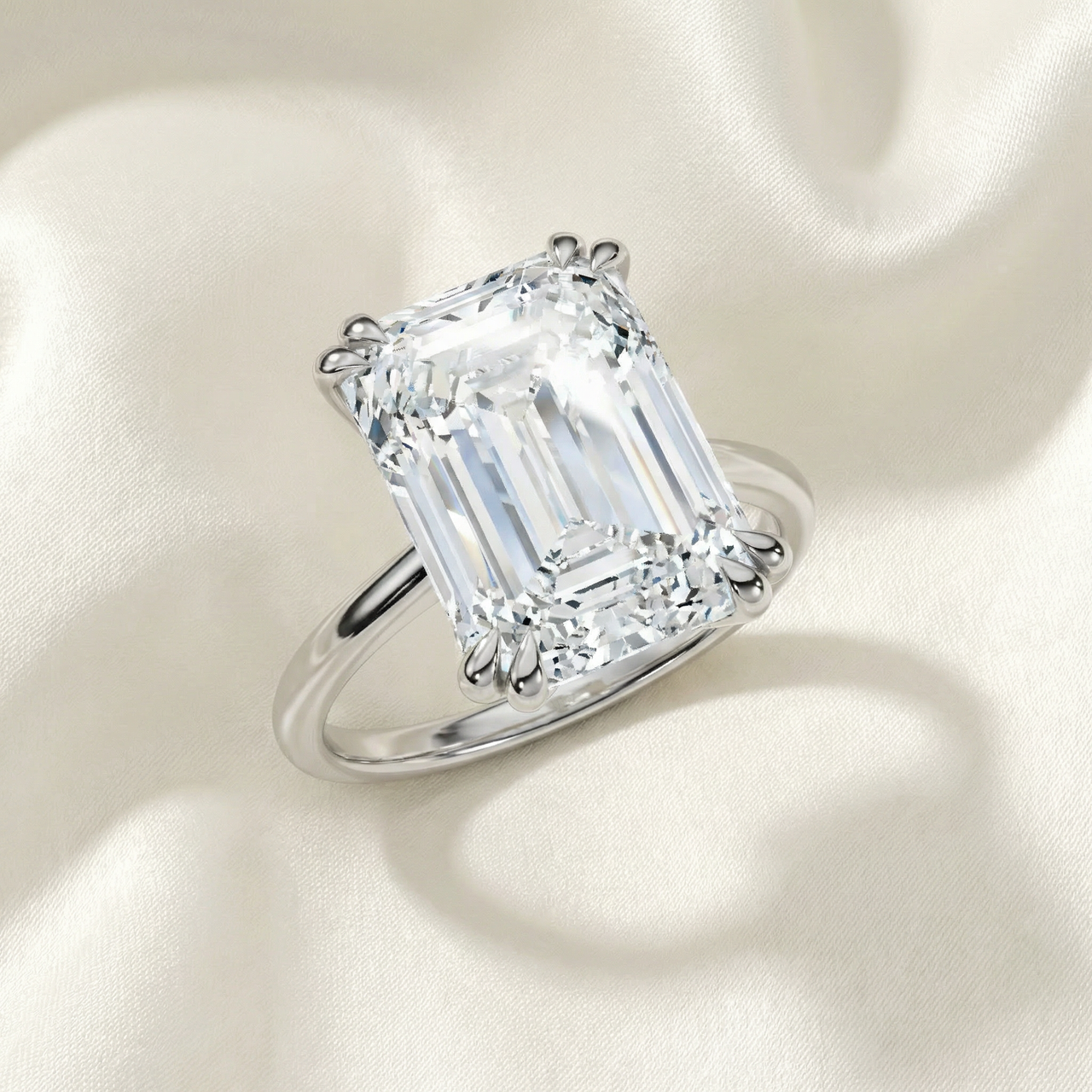 Certified 6Ct Emerald Cut Diamond Solitaire Ring 14k Gold Lab Grown (F-G, VS)