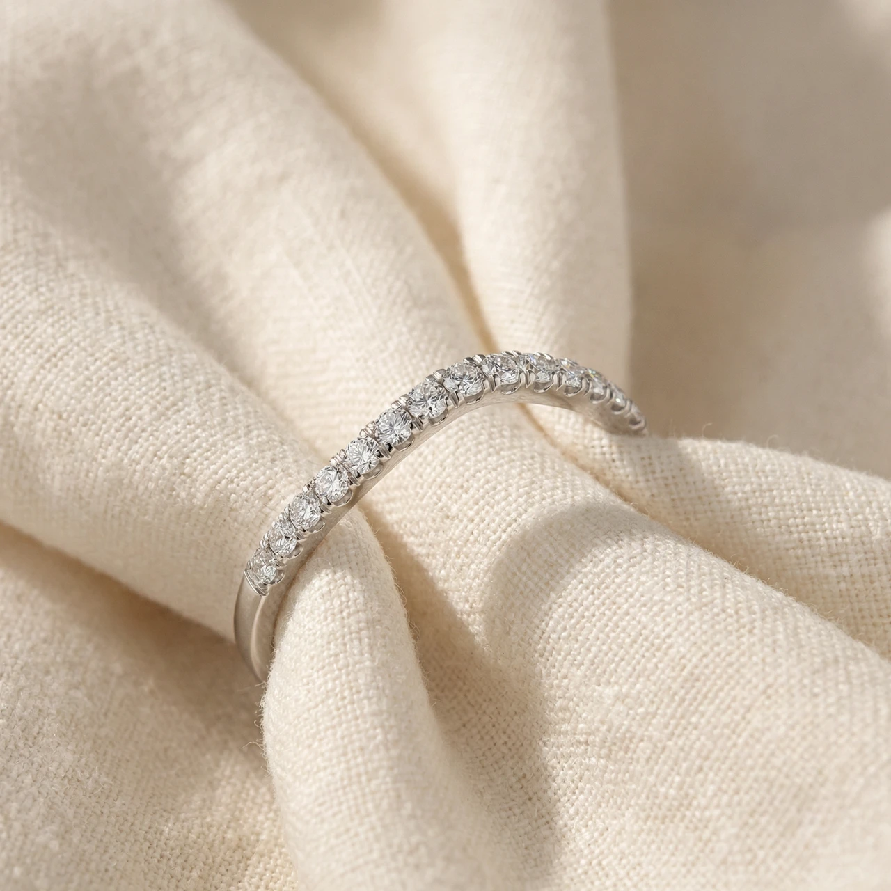 Curved Accent Diamond Guard Ring 14k Gold Lab Grown (E-F, VS)