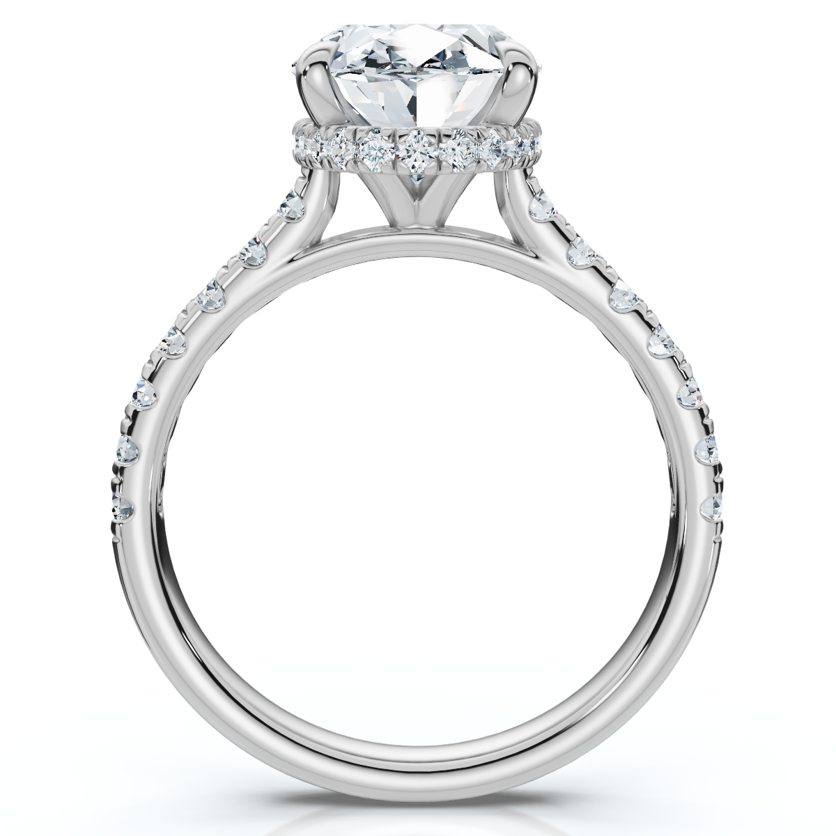 Certified 3 1/2Ct Oval Hidden Halo Diamond Engagement Ring 14k Gold Lab Grown (F-G, VS)