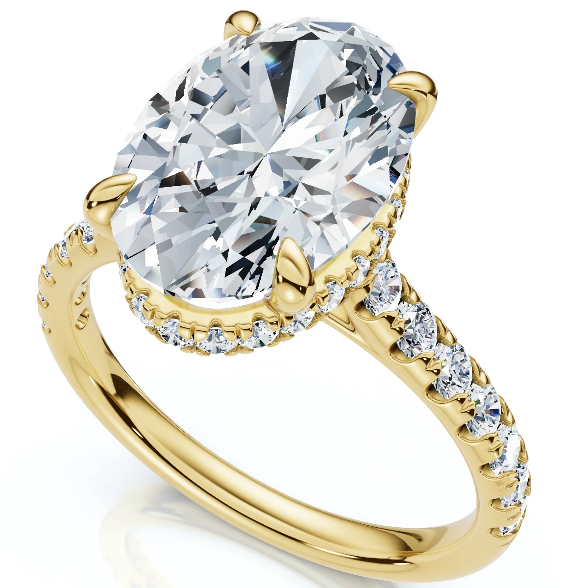 Certified 3 1/2Ct Oval Hidden Halo Diamond Engagement Ring 14k Gold Lab Grown (F-G, VS)