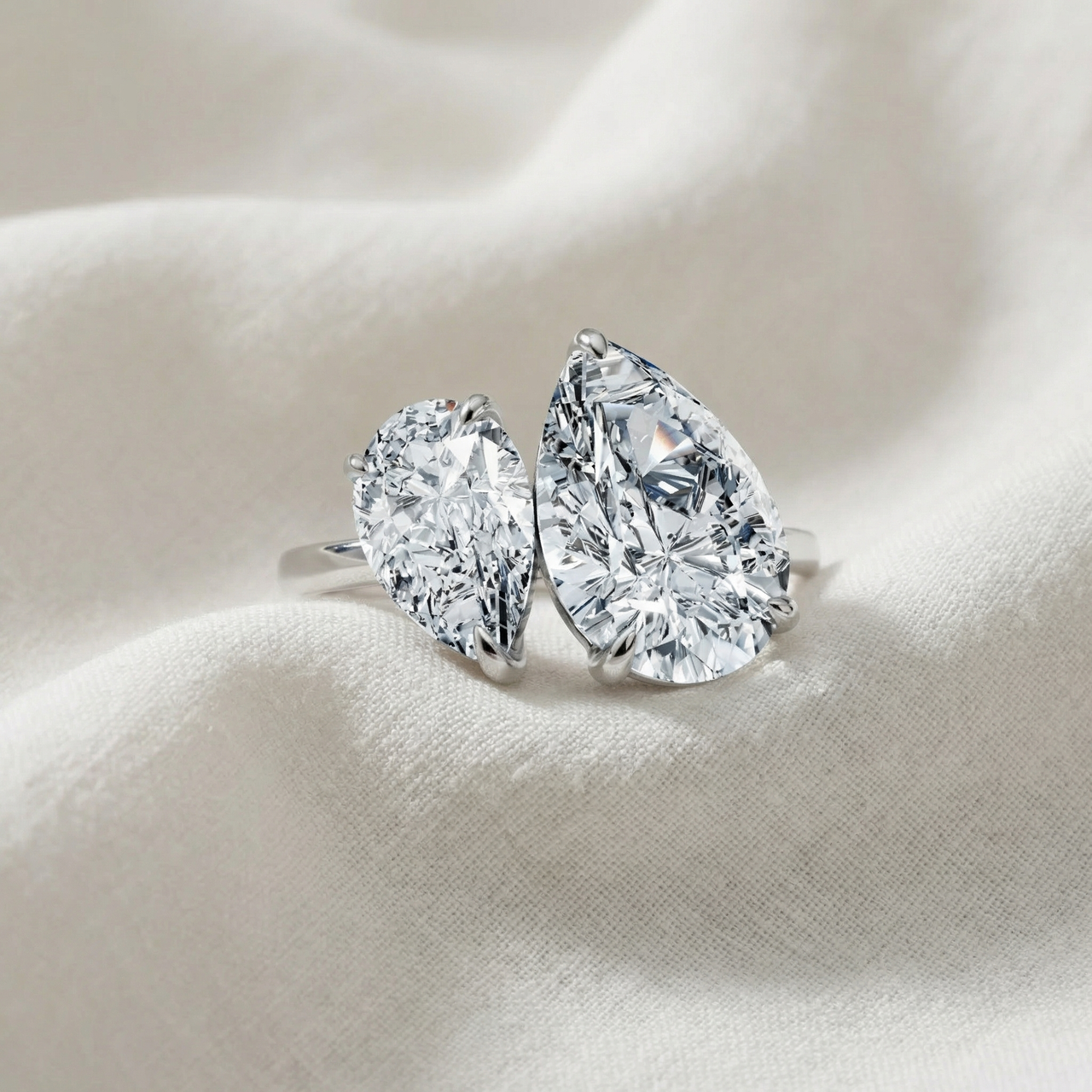 3Ct Toi Et Moi Pear Shape Diamond Ring 14k Gold Lab Grown (E-F, VS)