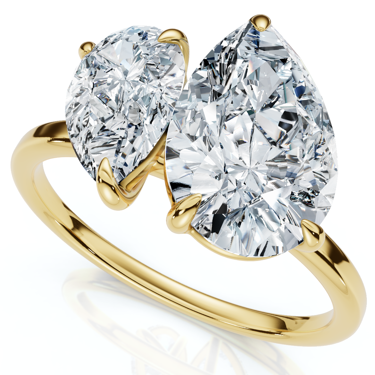 3Ct Toi Et Moi Pear Shape Diamond Ring 14k Gold Lab Grown (E-F, VS)