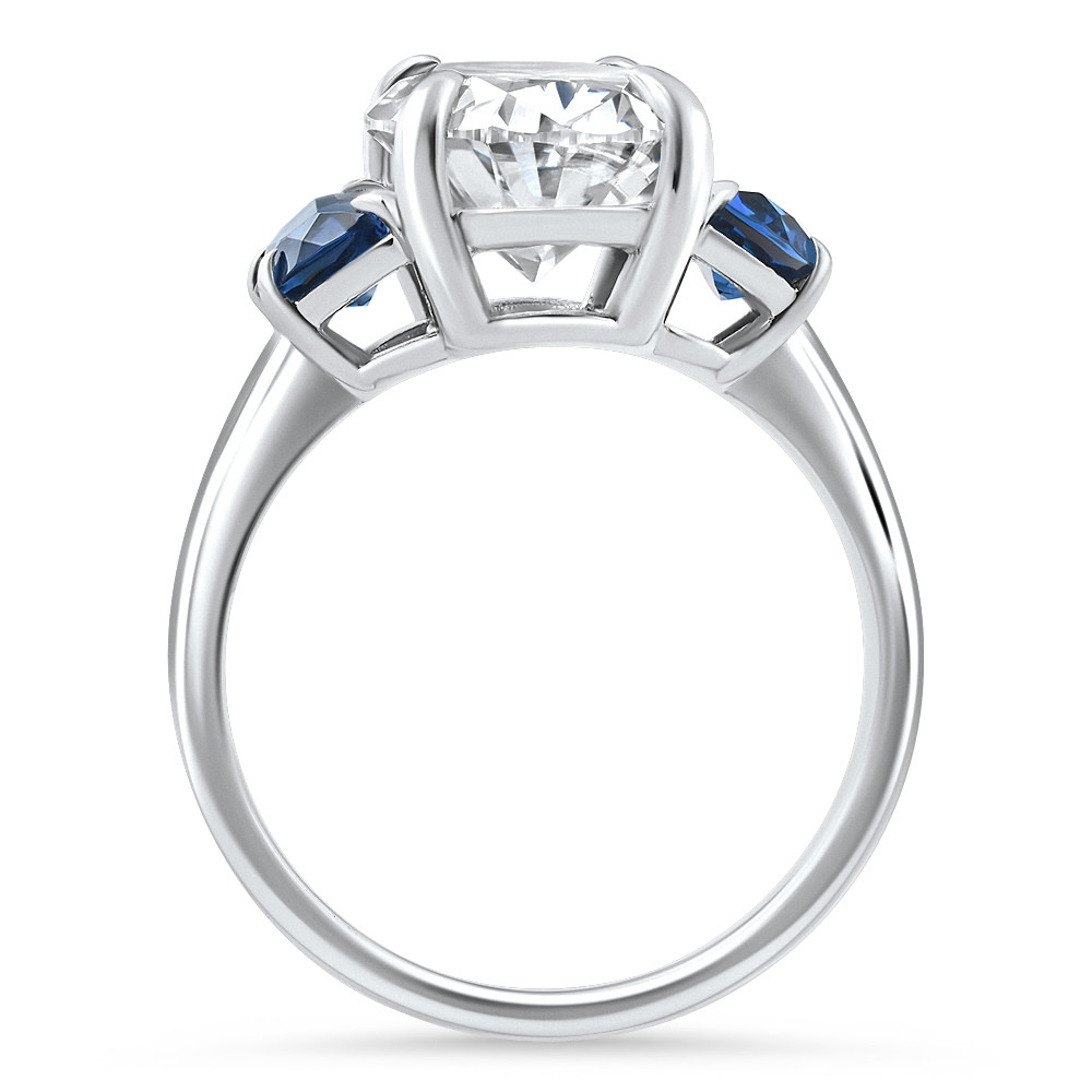 Certified 4.70Ct Oval Diamond & Blue Sapphire Ring 14k White Gold Lab Grown (F-G, VS)