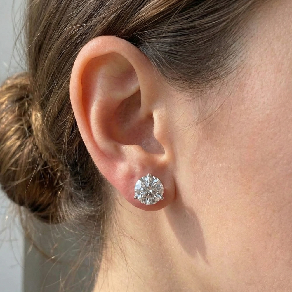 Certified 6 Ct tw 14k White Gold Lab Grown Round-Cut Diamond Martini Studs (F-G, SI)