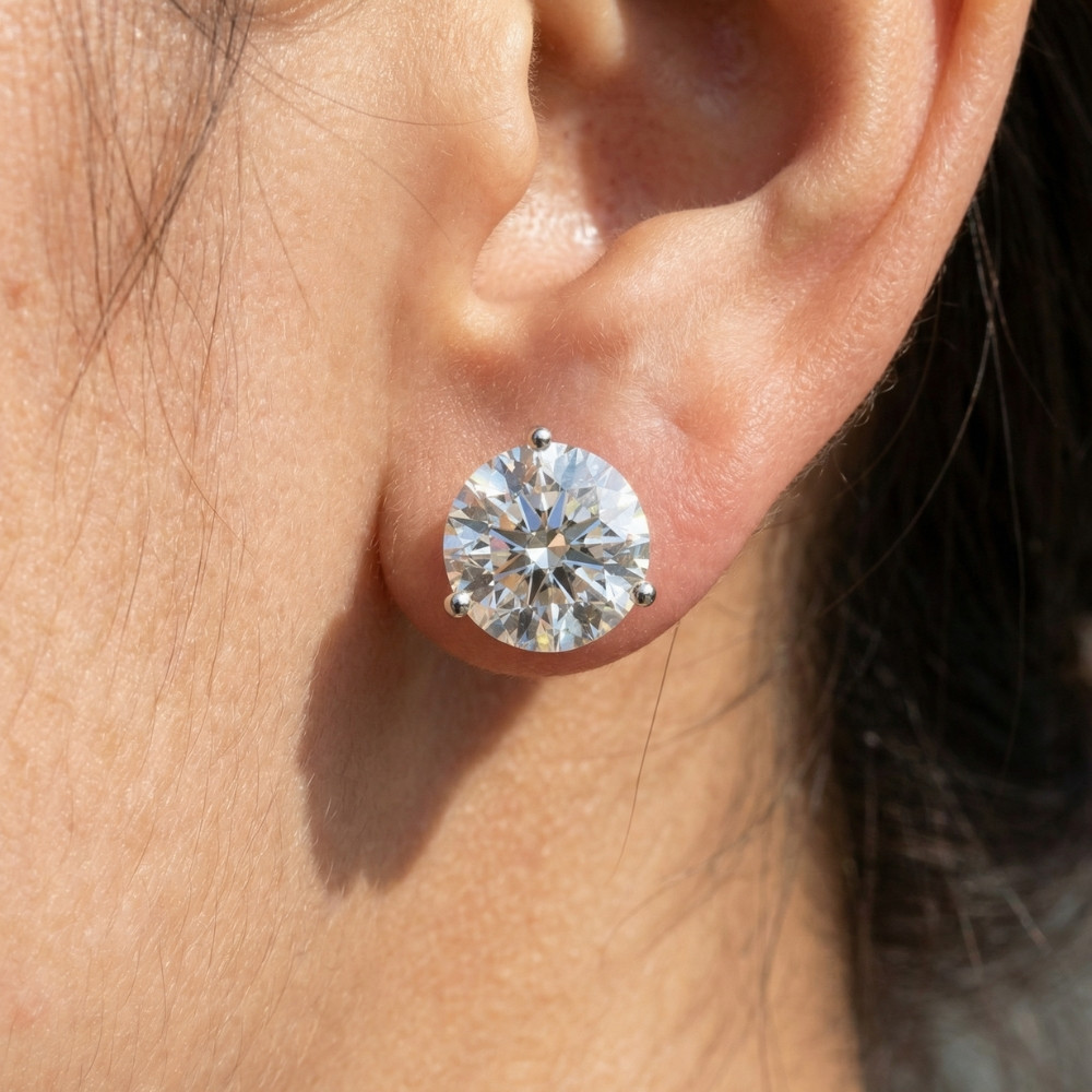 Certified 6 Ct tw 14k White Gold Lab Grown Round-Cut Diamond Martini Studs (F-G, SI)