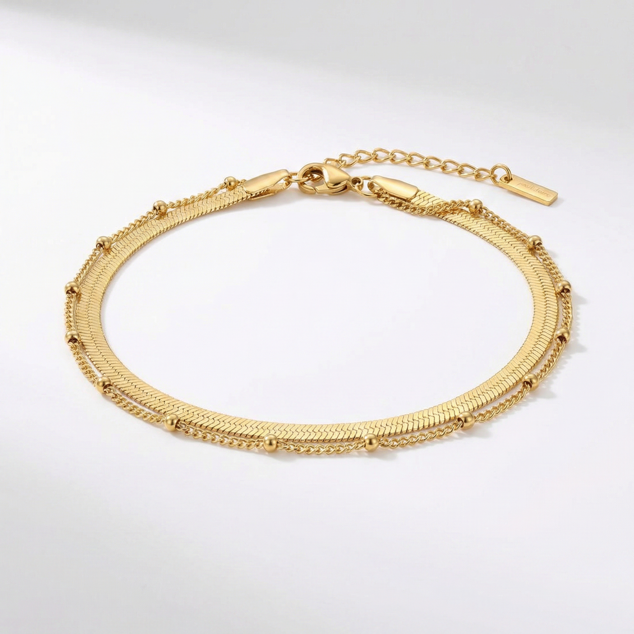 Stefanie Anklet 18k Gold Plated 9.25" with 1.5" Extender