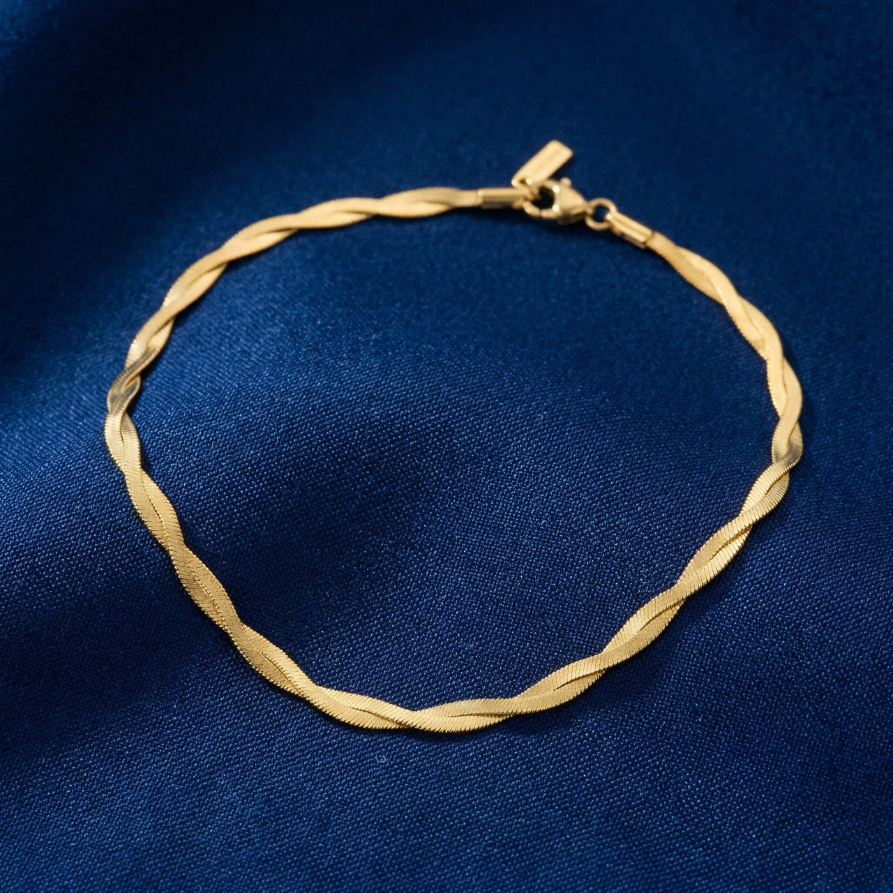 Amina Anklet 18k Gold Plated 10" 6mm Total Width Herringbone Chain