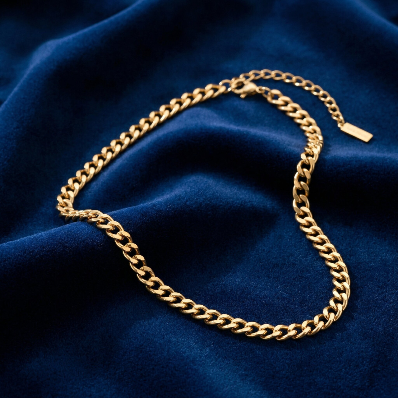 Alize Necklace 18k Gold Plated 14" 12mm Width Curb Chain with 4" Extender