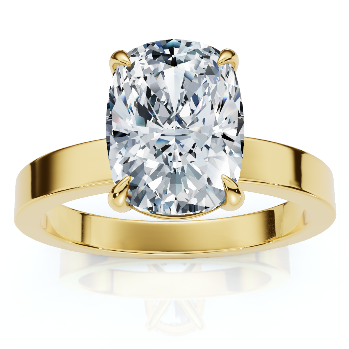 Certified 2Ct Cushion Diamond Cigar Band Engagement Ring 14k Gold Lab Grown (F-G, VS)