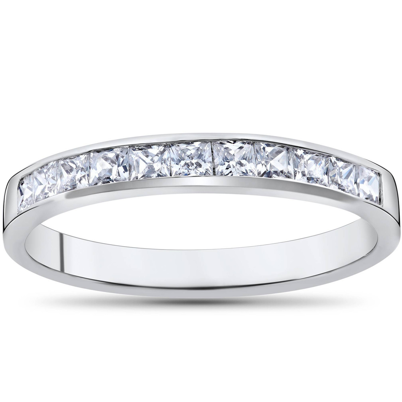Princess Cut 1/2ct Diamond Wedding Anniversary 14K Ring White Gold (H-I, I1)