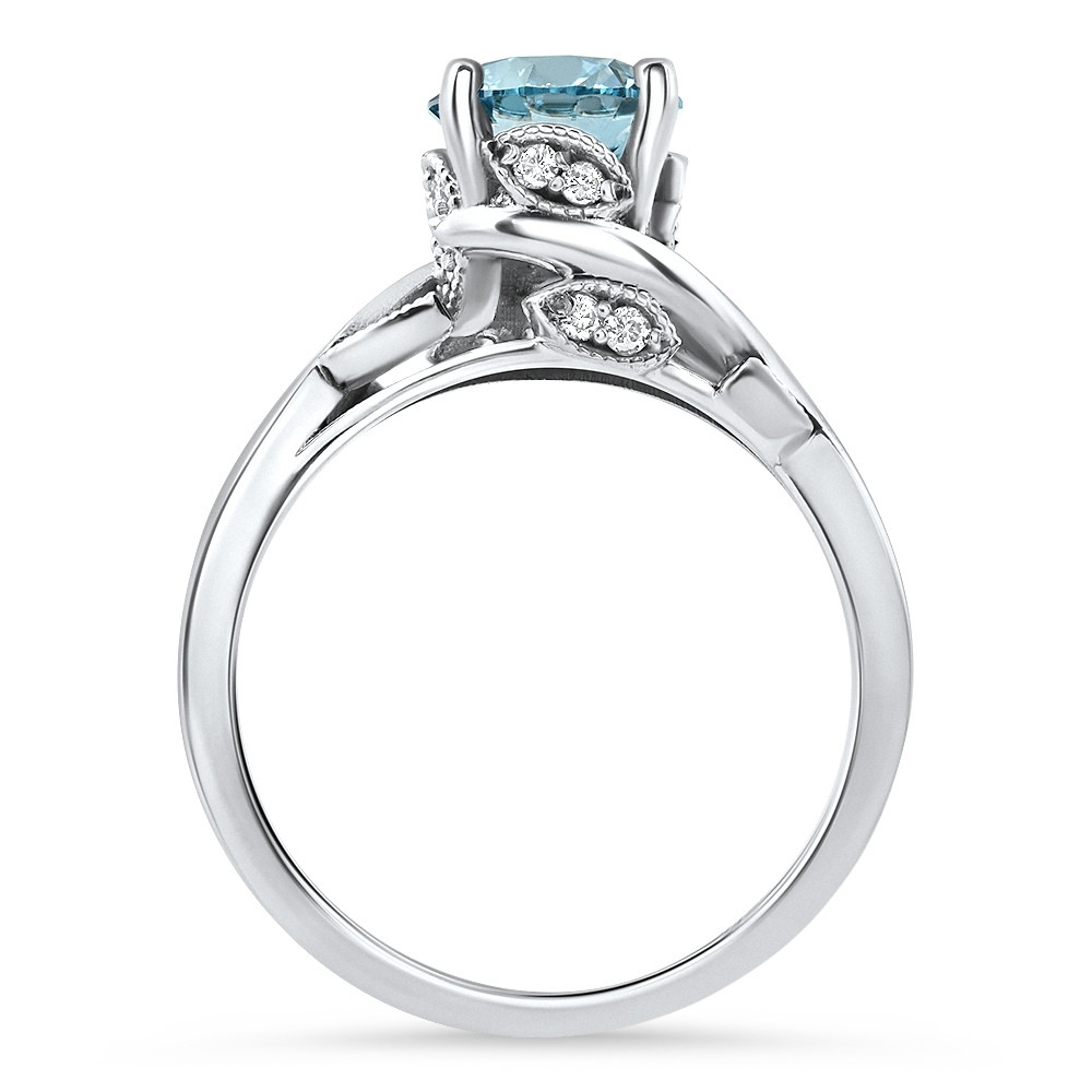 1.67Ct Blue Diamond Mary Ring Vine Engagement Ring 14k White Gold Lab Grown (Blue, VS)