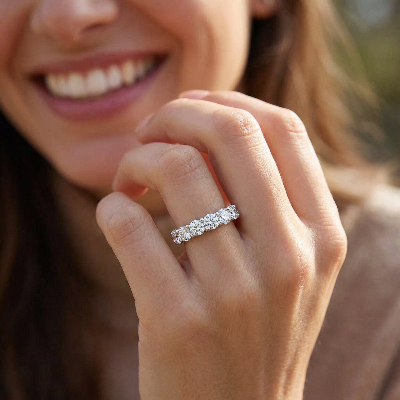 3Ct U Prong Diamond Eternity Wedding Ring 14k Gold or Platinum Lab Grown EF/VS (E-F, VS)