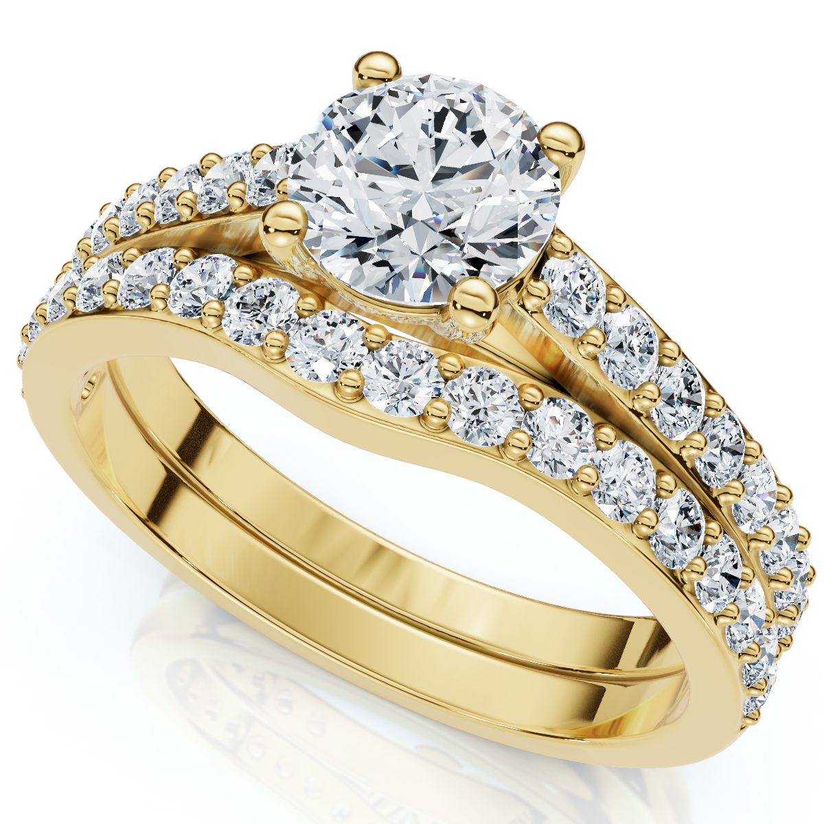 1Ct Jessi Diamond Engagement Wedding Ring Set 14k Gold Lab Grown (E-F, VS)