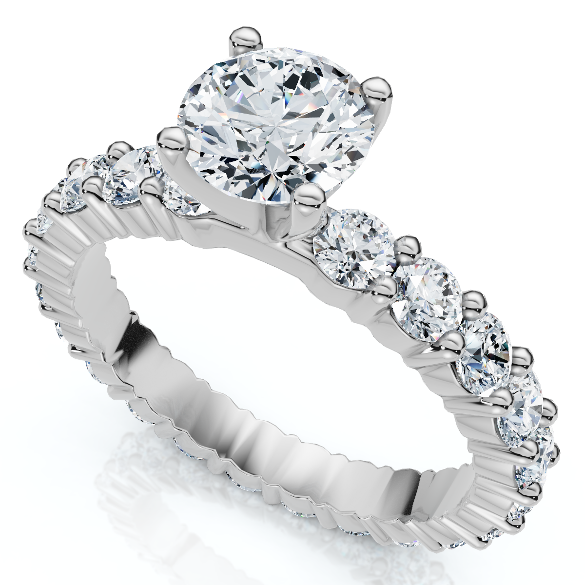 2 1/4Ct Diamond Eternity Engagement Ring 14k Gold Lab Grown EF/VS (E-F, VS)