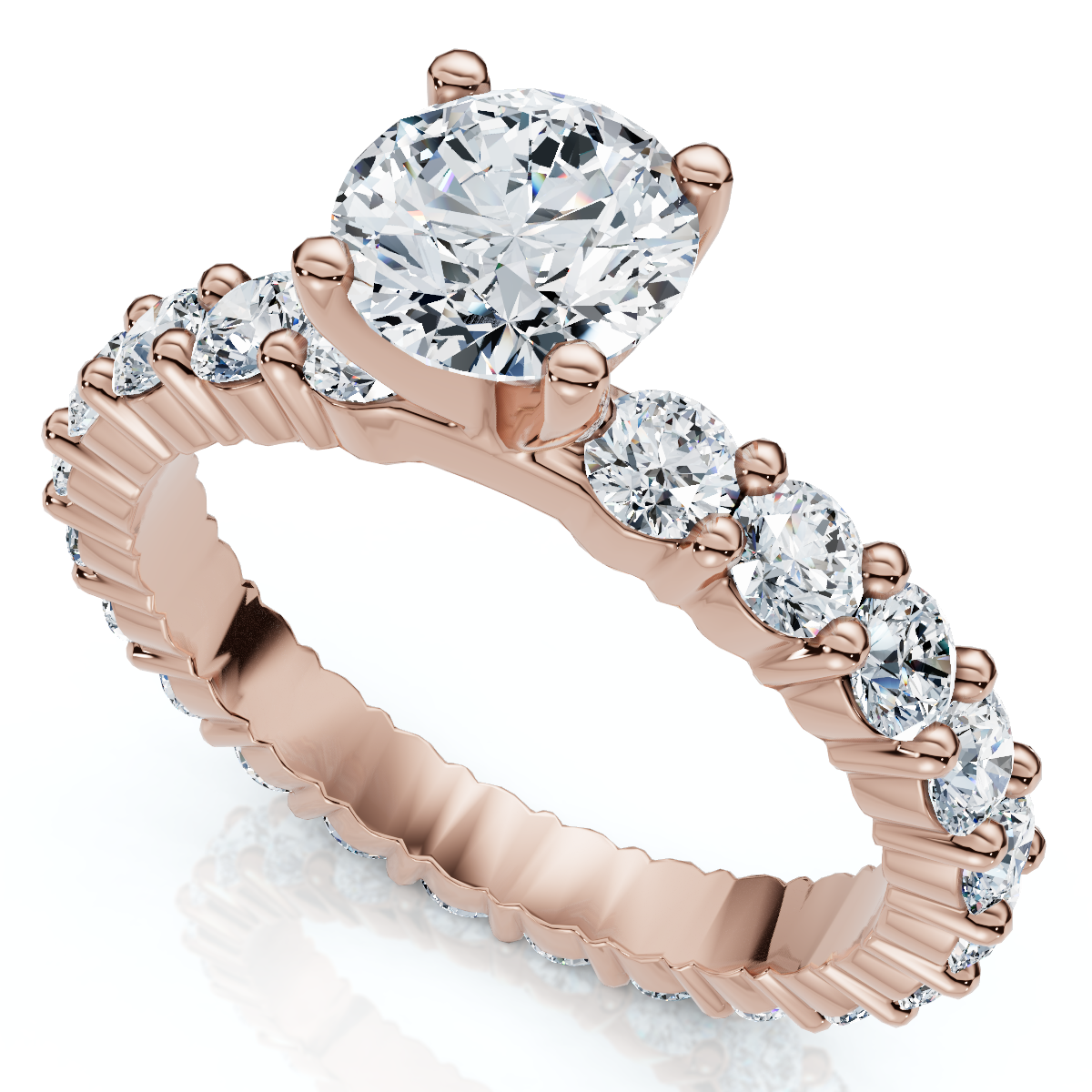 2 1/4Ct Diamond Eternity Engagement Ring 14k Gold Lab Grown EF/VS (E-F, VS)