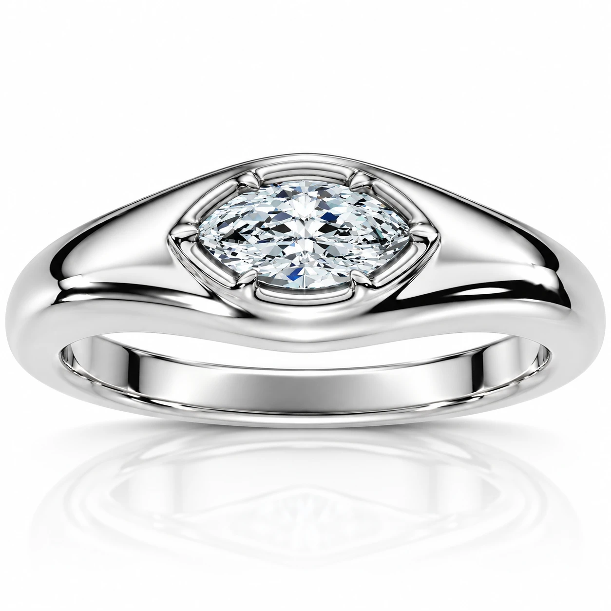 Stackable Marquise Diamond Eloise Anniversary Ring 10k Gold Lab Grown EF/VS (E-F, VS)