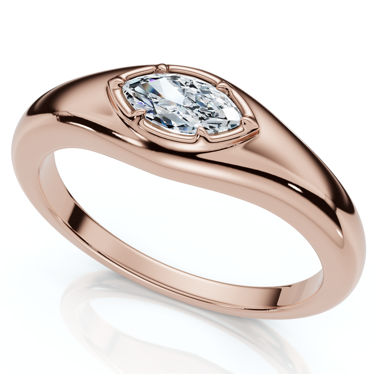 Stackable Marquise Diamond Eloise Anniversary Ring 10k Gold Lab Grown EF/VS (E-F, VS)
