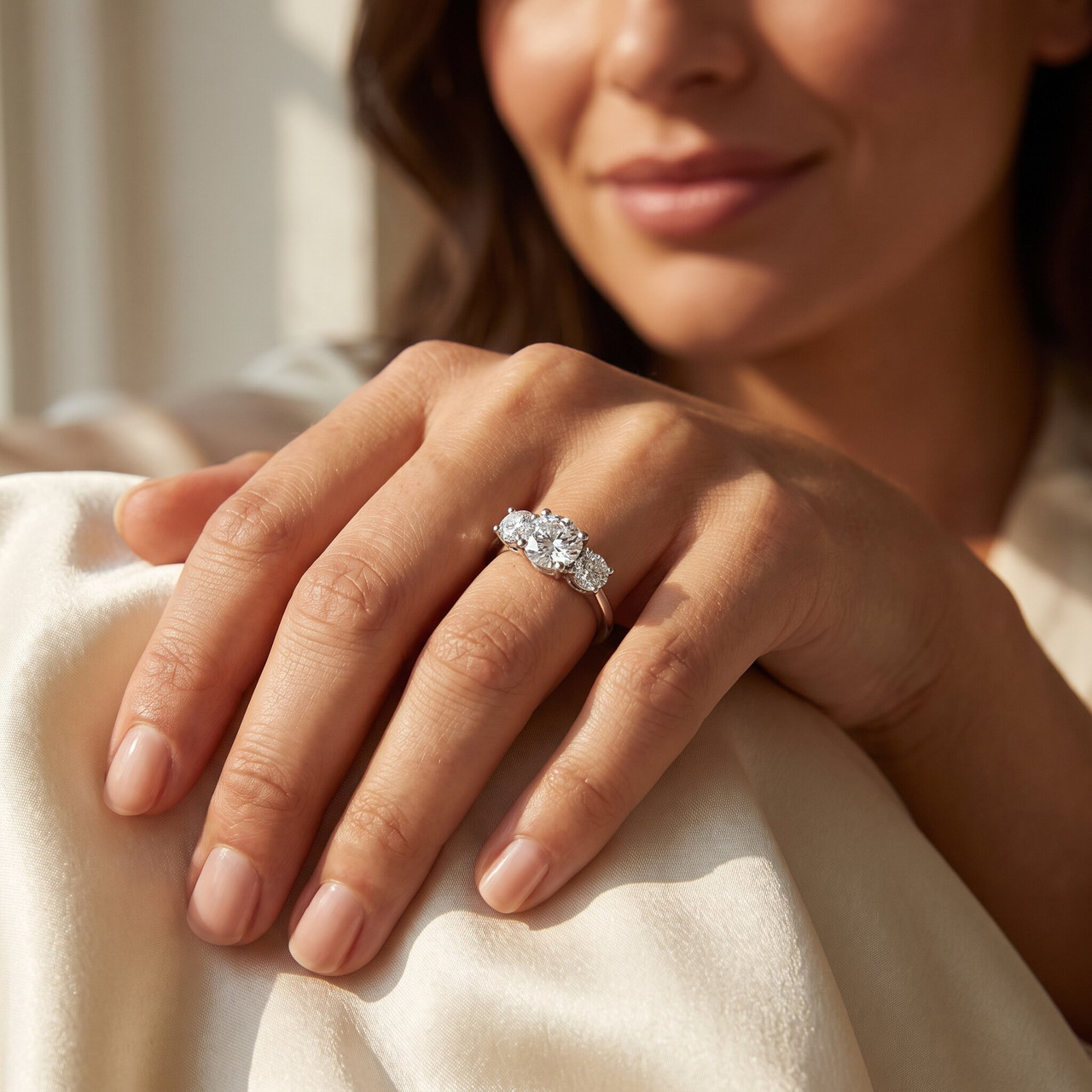 2Ct Three Stone Diamond Anniversary Engagement Ring 14k Gold or Pt Lab Grown (E-F, VS)