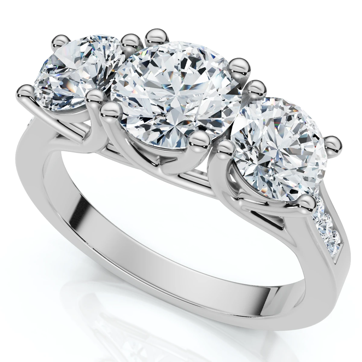 2Ct Three Stone Diamond Anniversary Engagement Ring 14k Gold or Pt Lab Grown (E-F, VS)
