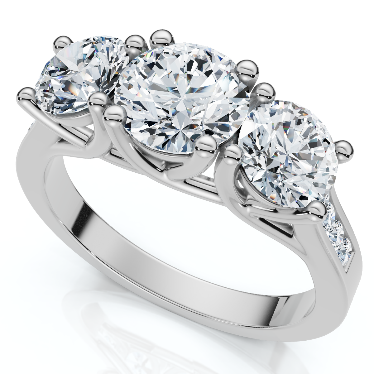 2Ct Three Stone Diamond Anniversary Engagement Ring 14k Gold or Pt Lab Grown (E-F, VS)