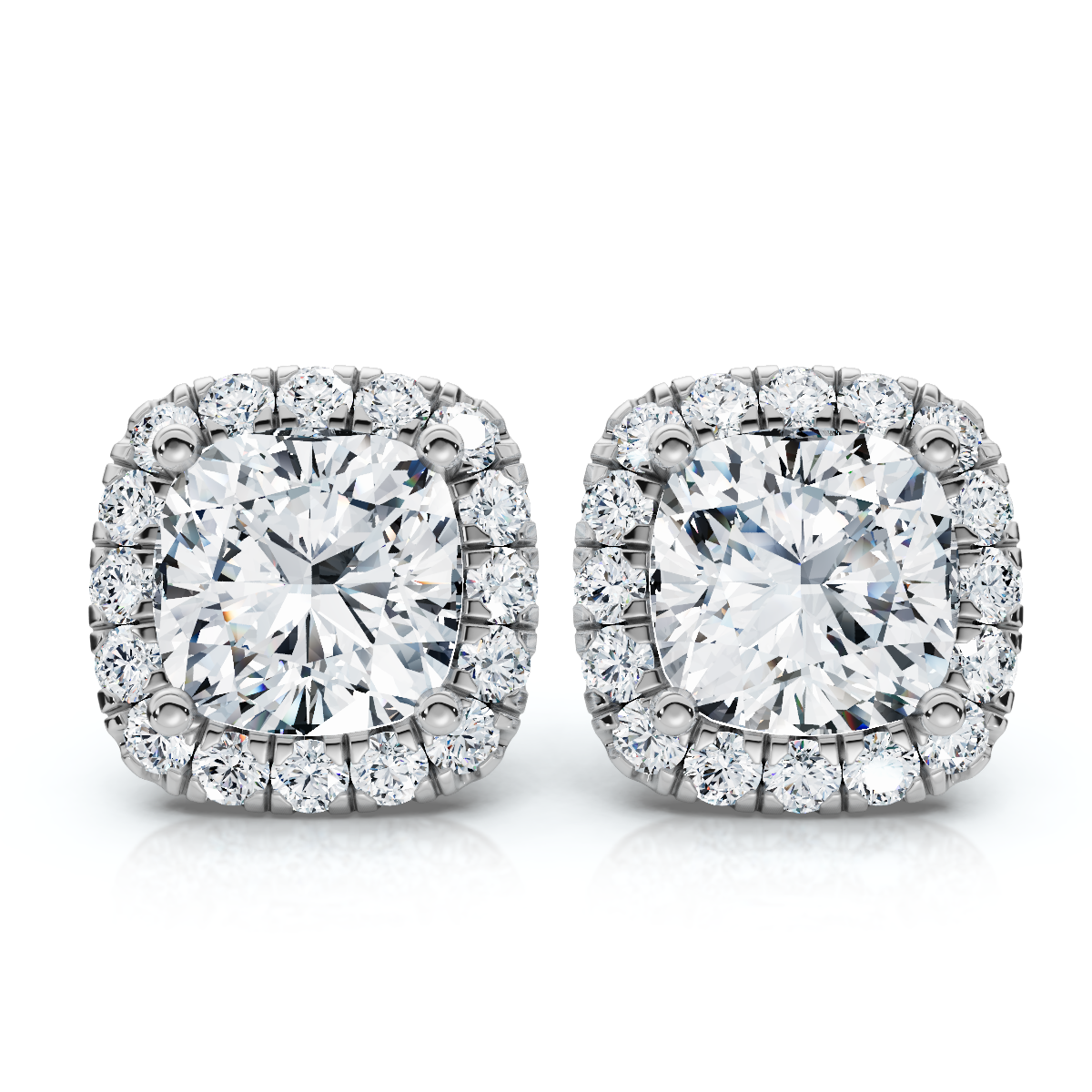 Certified 5.80Ct Cushion Cut Diamond Halo Studs 14k Gold Women's Earrings (E-F, VS)