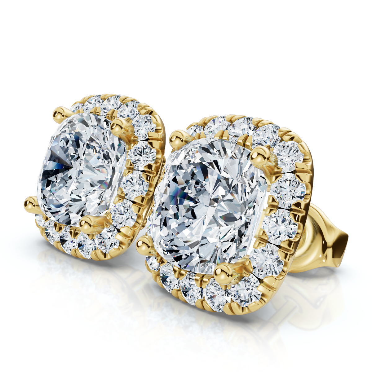Certified 5.80Ct Cushion Cut Diamond Halo Studs 14k Gold Women's Earrings (E-F, VS)