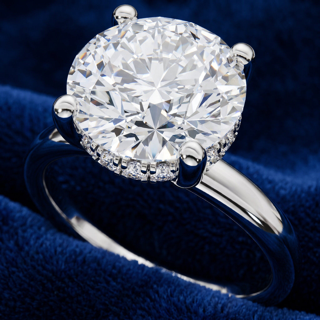 Certified 3 1/10Ct Hidden Halo Diamond Engagement Ring 14k Gold Lab Grown (E-F, VS)