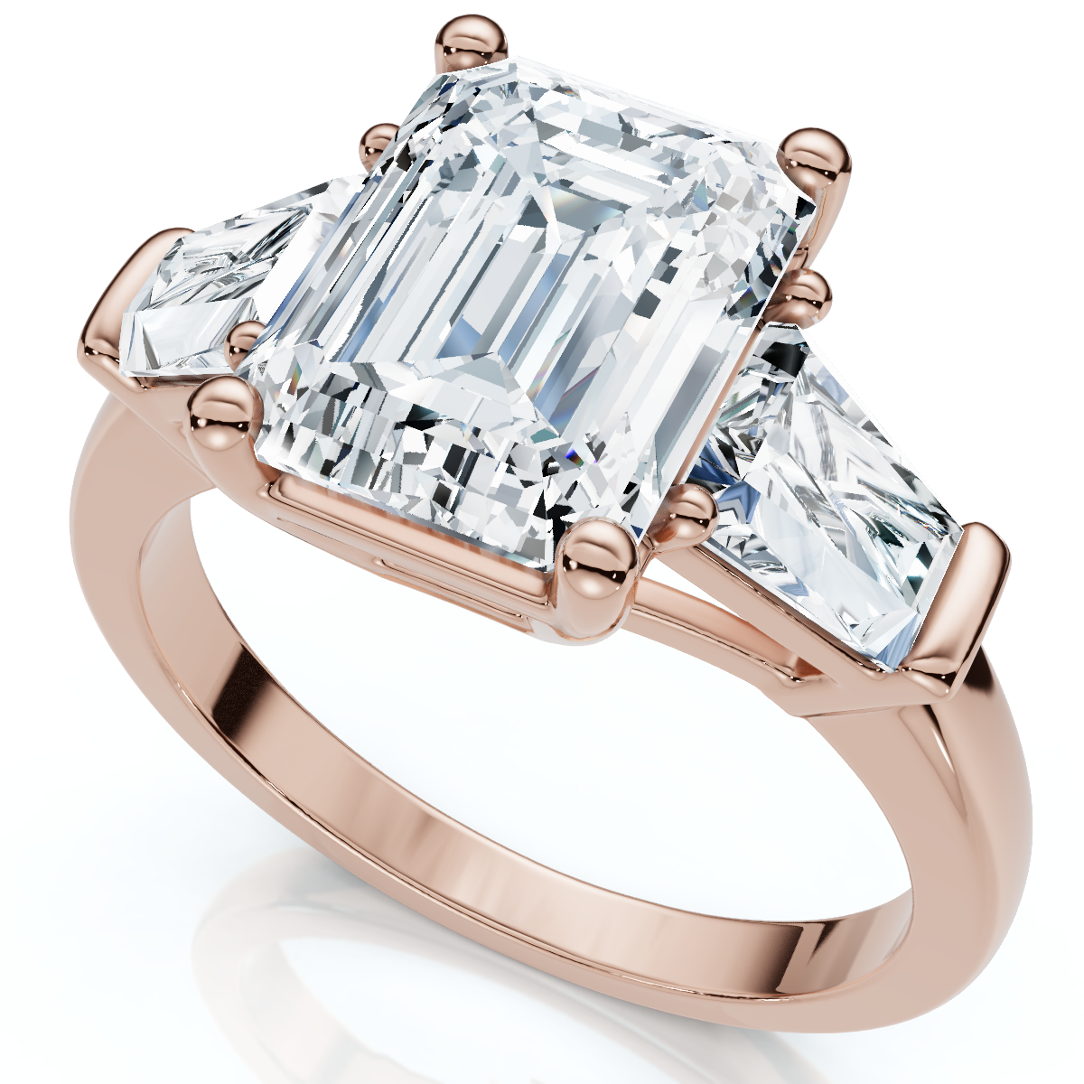 Certified 4Ct Randi Emerald Diamond Engagement Ring 14k Gold or PT Lab Grown (E-F, VS)