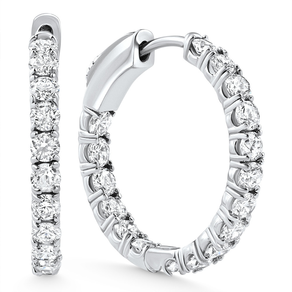 2.05Ct Diamond Inside Outside Hoops 14k Gold Women's Earrings Lab Grown 1" Tall (E-F, VS)