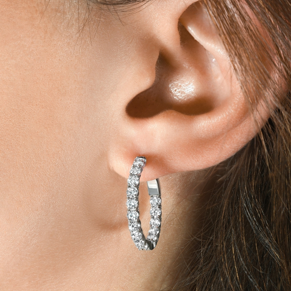 2.05Ct Diamond Inside Outside Hoops 14k Gold Women's Earrings Lab Grown 1" Tall (E-F, VS)